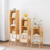Welnow Natural Modern End Table, Solid Oak Wood Nightstand with 2 Tier Storage Space Open Shelf Side Table Cabinet Small Bedside Table Practical