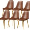 dining chair Retro Lounge Kitchen Chairs Set Of 6 Metal Legs PU Leather Seat for Office Lounge Bars Living Rooms Leisure Areas Cafes (Color : Bla