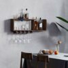 PIBM Fashion Creative Wall Mounted Wine Rack, Wooden Hanging Goblet Holder Inverted Cup Frame for Restaurant Living Room Bar J1030