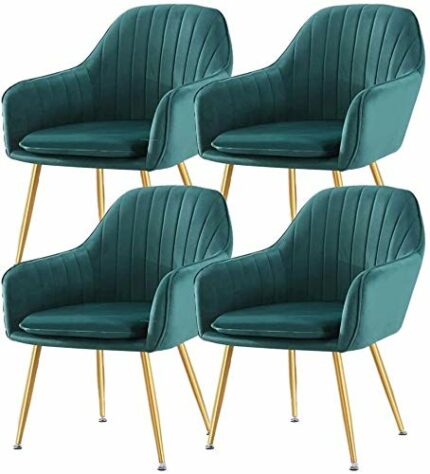 dining chair Kitchen Dining Room Furniture Chairs Velvet Dining Chairs Set Of 4 With Metal Feet Armrest Backrest For Living Room Bedroom Kitchen