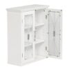 Teamson Home Wooden Bathroom Wall Cabinet with Doors, Bathroom Storage Cabinet, Removable Wall Cabinet, Adjustable Shelves, White, Delaney Collec