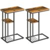 YMYNY C Shaped End Table, Snack Table, Side Table for Small Spaces, Living Room, Bedroom, Industrial, Small Table, Easy Install, 40 x 26 x 61.5CM
