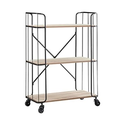 BHVXW Kitchen Cart 3-Tier Utility Cart Vintage Rack Bookshelf Storage Shelf For Living Room Decoration