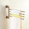N/A Towel rack antique- 3-Bars Towel Bar Brass Active Folding Bath Towel Holder Shelf Wall Mounted Towel Rack