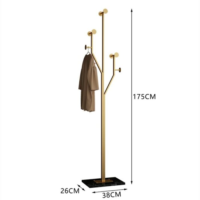 DSHGDJF Bedroom Clothes Golden Standing Coat Rack Floor Laundry Metal Hanger Coat Rack Shoe Wardrobe Furniture (Color : White)