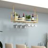 EYLINK Wall Shelf Hanging Wine Rack/Wine Glass Rack,Ceiling Shelf,Wall Decoration Storage Rack With Guardrail,Two Styles Of Cup Holder,Easy To In