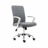 BZLSFHZ Home Office Chair, Gray Office Chair, Comfortable Upholstered Computer Chair, Adjustable Height Swivel Chair, Home Office Furniture