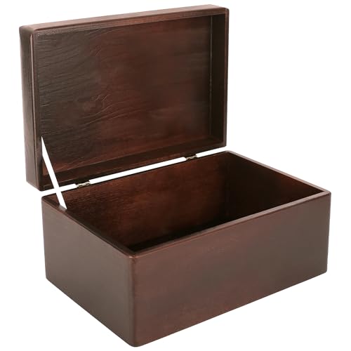 Creative Deco Large Brown Wooden Storage Box | 30 x 20 x 14 cm (+/-1 cm) | with Hinged Lid | Gift Box for Tool Dog Toy Shoes Clothes Kitchen Stor