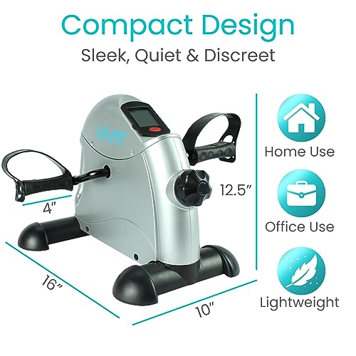 Vive Under Desk Bike Pedal Exerciser - Stationary Exercise Leg Peddler - Low Impact, Portable Mini Cycle Bike for Under Your Office Desk - For Ar