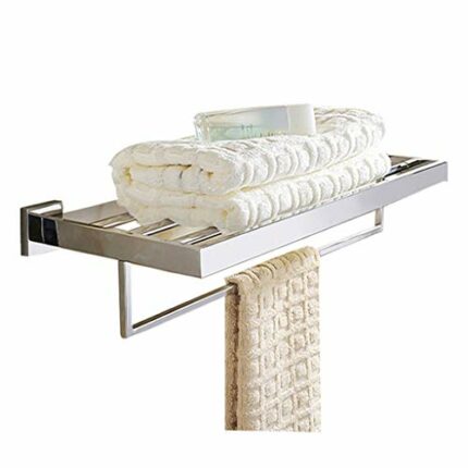 N/A Bathroom Towel Rack Holder Stainless Steel Chrome Wall Mounted Square Bath Towel Holders Towel Racks Bathroom Accessories