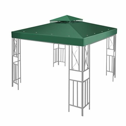 Flexzion 8x8 Gazebo Canopy Replacement Top Waterproof Cover - Outdoor Gazebo Canopy Cover - Double Tier UV30 Cover for Canopies, Garden, Patio, Y