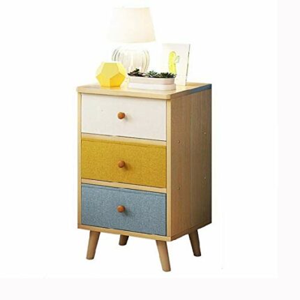 N/A Bedside Table Mini Minimalist Bedroom Storage Cabinet, Bedside Table with Three Drawer Design