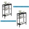 Yusong Small Narrow Side Table for Small Spaces, Slim End Table Nighstand with Metal Mesh, Accent Skiny Snack Couch Beside Table (Black, 3 Tier)
