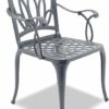 Centurion Supports POSITANO Luxurious Garden & Patio Table & 2 Large Chairs with Armrests Cast Aluminium Bistro Set - Graphite