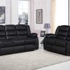 GSW - Sofa - Roma Leather Recliner Sofa With Cupholders - Black and Grey Color (3+2 Seater, 3 Seater, 2 Seater) (3+2 Seater, Black)
