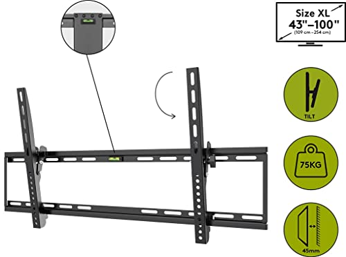 Goobay 49743 Wall Mount 85 Inches for Televisions and Monitors from 43 to 100 Inches to 75 kg Max. VESA 800 x 400