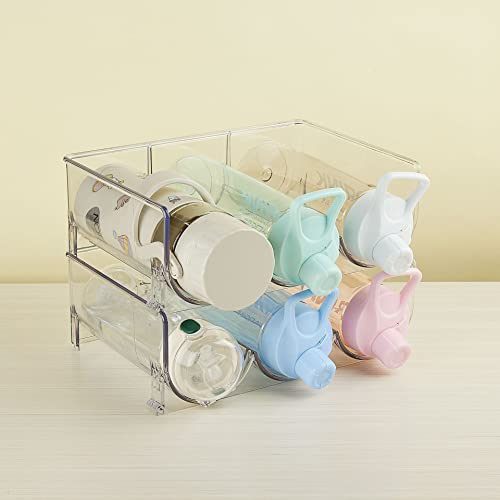 RIIPOO Water Bottle Organizer Rack, Stackable Bottle Holder Storage Shelf, Wine Racks for Cabinet Pantry Fridge Drawer, 2PCS