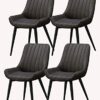 dining chair Office Reception Chairs Business Dining Chairs Set Kitchen Dining Chairs Set of 4 Metal Feet Comfortable Cushions and Backrest Leath