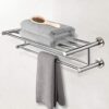 Bathroom Towel Rack, Stainless Steel Towel Holder Wall Mounted, Towel Rail with 2 Shelves, Towel Stands for Bathroom, Kitchen 60Cm