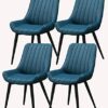 dining chair Office Reception Chairs Business Dining Chairs Set Kitchen Dining Chairs Set of 4 Metal Feet Comfortable Cushions and Backrest Leath