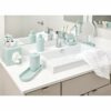 iDesign 28834 Makeup Mirror, Small and Round Dressing Table Mirror Made of Plastic, Adjustable Bathroom Mirror with Tray for Makeup and Jewellery