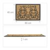 Relaxdays Butterflies Welcome Doormat, 40 x 60 cm, Door Mat Inside & Outside, Non-Slip Wiper, Coir, Coconut, rubber, Natural/Black