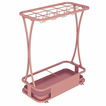 AANAN Umbrella Stands,Office Metal Umbrella Stand Holder, Modern Large Umbrella Rack with Hooks and Removable Drip Tray, for Hallway Entryway Ind