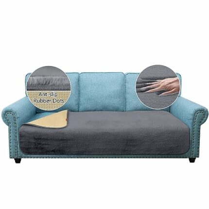 Granbest Luxury Thicken Sofa Seat Cushion Covers Resembling Rabbit Fur Stylish Plush 750GSM Seat Covers for 3 Seater Sofa Anti-slip Large Couch C