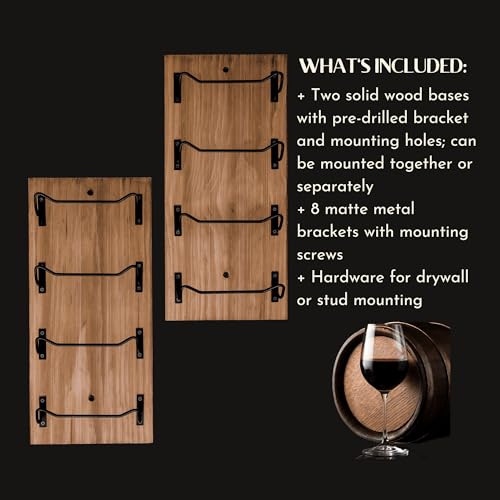 Wine Rack Wall Mounted | Wine Storage Racks for 8 Bottles | Wooden Wine Rack for Wall Wine Rack Display | Wall Mount Wine Rack | Wall-Mounted Win