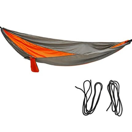 SUNGOOYUE Camping Hammock Set, Portable Hammock with Tie Rope Widened Hanging Swing for Indoor Outdoor Camping Silver Gray & Orange