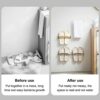 AHANDMAKER 4 Pack Wall Mounted Shoes Rack, 2 Colors Plastic Slipper Racks with Sticky Hanging Strips, Hanging Shoe Organizer, Shoes Holder Storag
