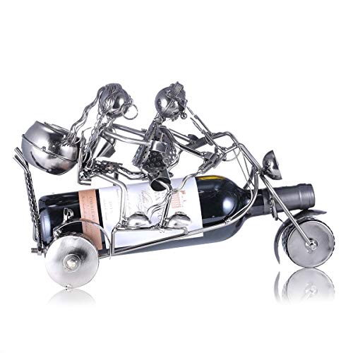 PIBM Stylish Simplicity Artwork Punk Double Motorcycle Locomotive Metal Wine Wine Rack Desktop Porch Home Decoration Bar Restaurant Decorations S
