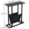 YUSONG H Vintage Narrow Side Table with Magazine Fabric Storage,Nightstand Modern Industrial Sofa End Table for Living Room, Bedroom, Grey Oak