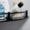 Halyuhn Glass Bathroom Shelf with Stainless Steel Rail, Black Glass Corner Shower Shelf, Wall Mount Drill Hole Shower Caddy Organizer, Bathroom S