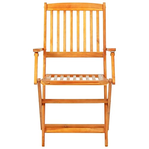 TJLSS Folding Garden Table and Chairs 5-Piece Solid Acacia Wood for Outdoor Garden Camping Patio Dining Set