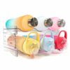 clbutge Water Bottle Organizer for Cabinet, 4 Pack Stackable Water Bottle Storage Rack, Kitchen Pantry Organization and Storage Shelf, Wine Drink