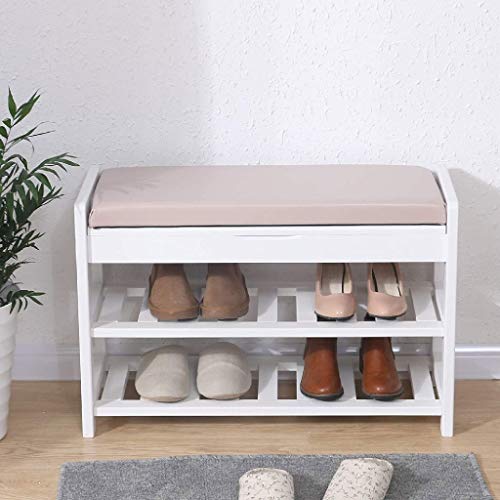 DINGZZ 2 Tier Shoes Bench Storage Shoe Rack Storage Stool Organizer Holder Seating Bench, Ideal for Entryway Hallway Bathroom Living Room Corrido