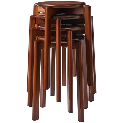 YMYNY 4pcs Solid Wood Round Stool, Shoes change Stool, Dressing Stool, Small stool, Stackable Stools for Living Room, Dining Room, Kitchen, Class