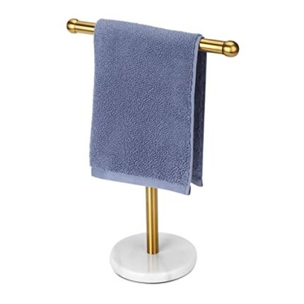 Hand Towel Holder Gold, Hand Towel Rack Stand with Heavy Weighted Base, Countertop Hand Towel Holder Stand for Bathroom，SUS304 Stainless Steel (G