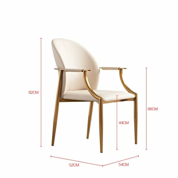 LXXSH Armrest Dining Chairs Metal Comfortable Backrest Upholstered Chair Kitchen Furniture