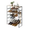 Yamazaki TOWER SHOE RACK WITH WOOD TOP BOARD 6 TIER BK