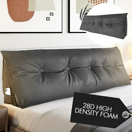 IVORI Home Luxury Headboard Pillow - Bed Rest Reading Pillow Bolster for Sitting - Backrest Position Support for Queen Bed or Daybed - 28D High D