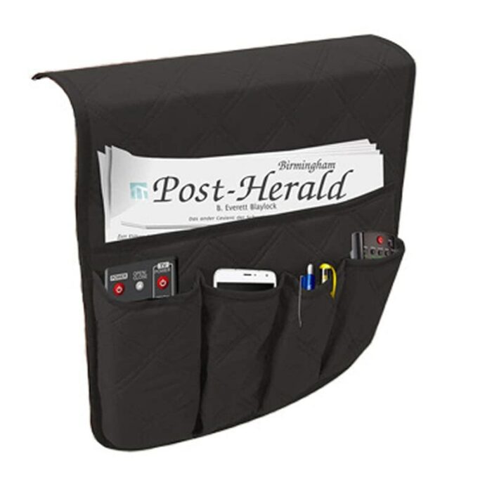 Sofa Chair Couch Armrest Organizer, 5 Pockets Non-Slip Armchair Storage Bag, Fits For Tablet, Phone, Pad, Book, Magazines, TV Remote Control