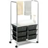 DINGZZ 6 Drawer Rolling Storage Cart Hanging Bar Office Dining Room Kitchen Handle Dining Cart (Color : black-Blue Exorcist1, Size : 1pcs)