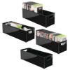 mDesign Set of 4 DVD Storage Container - DVD Holder with Grip - Plastic - DVD Storage Box for DVDs, CDs and Video Games - 40.6 cm x 14.6 cm x 12.