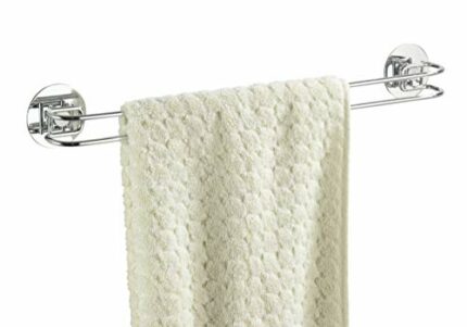 WENKO 18769100 Turbo-Loc shower towel rail - fixing without drilling, Steel, 46 x 6 x 5 cm, Chrome