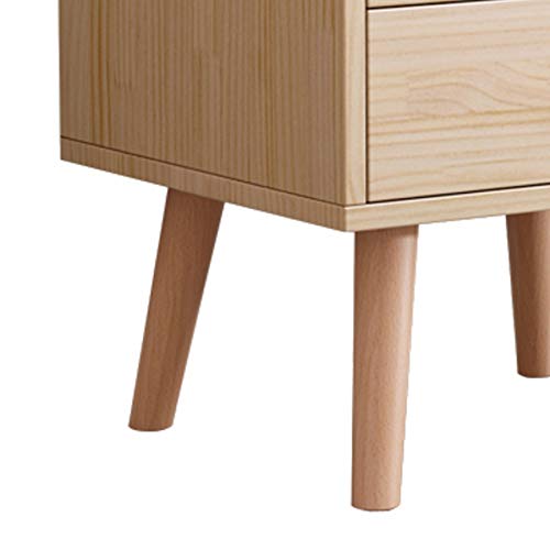 maozi Solid Wood Bedside Table Nordic Sideboard, Bedroom Small Apartment Home Storage Double Drawer Bedside Table