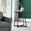 ASPECT Louisa Wooden Tray/Round Side End Table-Oak Veneer in Black Finish, Metal, Dia x 50(H) cm