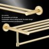 HIGOH Towel Racks, Bathroom Towel Rack Wall Mounted Towel Holder,Brushed Light Bath Towel Rack,All Copper Towel Bar Rail/Double Rod/a