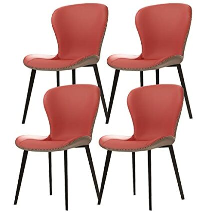 Kitchen Dining Room Furniture Chairs Kitchen Dining Chairs Set Of 4,Water Proof Leather Side Chairs with Carbon Steel Legs Faux Matte Leather Acc